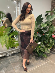 Camel Floral Lace Top Kelly