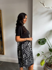 Monochrome Half Printed Pocket Dress Amelia