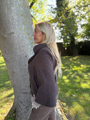 Chocolate Gold Buttoned Jacket Vanessa