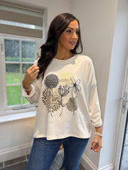 Antique Cream Floral Sweatshirt Odette