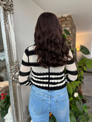 Black Crochet Stripe Cardi Scarlett
