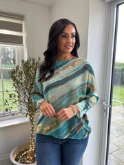 Aqua Brushed Stripe Knit Top Dawn