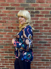 Navy Circle Print Top Raya