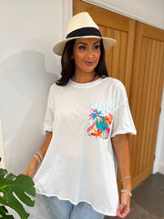 White Tropical Palm Tee Brianna