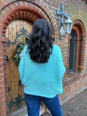 Aqua Knitted Wrap Jumper Nell