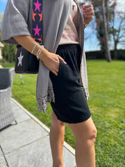 Black Bubble Cotton Shorts