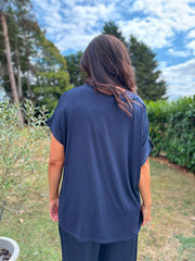 Navy Shimmer Tee Aubrey