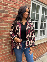 Wine Leopard Quilted Coat Adele