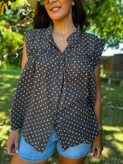 Chocolate Polka Dot Top Ashley