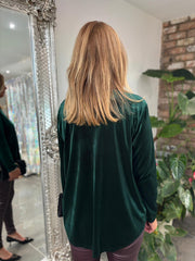 Green Velour Diamante Zip Top Cassie