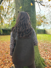 Black Faux Fur Trim Gilet Orla