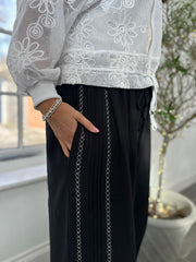 Black Embroidered Detail Trousers Tilly