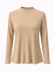 Stone Ribbed Flute Neck Top Charlotte