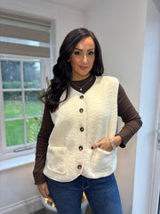 Antique Cream Sherpa Gilet Kiera