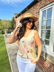 Pink Blossom Figure Shimmer Vest Elaina