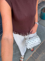 Chocolate Fray Bottom Knitted Vest Grace