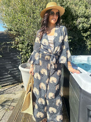 Black Floral Silk Printed Trouser Set Summer