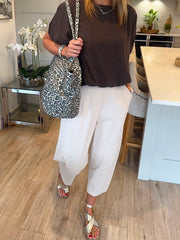 White Barrel Leg Trousers