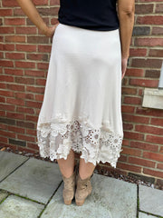 Stone Floral Applique Knit Skirt Dina