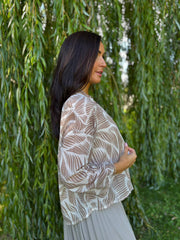 Mocha Abstract Leaf Blouse Hailey