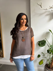 Chocolate Layered Net Top Elise
