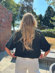 Black Tie Front Blouse Brielle