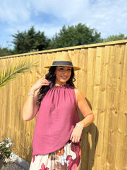 Wine Sleeveless Top Tiana
