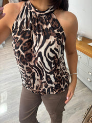 Mixed Animal Print Halter Neck Top Jessie