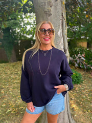 Navy Premium Good Vibes Sweatshirt Alya