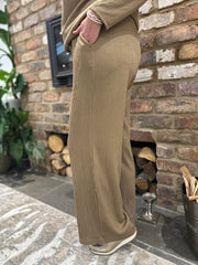 Cappuccino Textured Rib Drawstring Trousers Mia