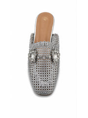 Silver Embellished Weaved Slip On Shoe