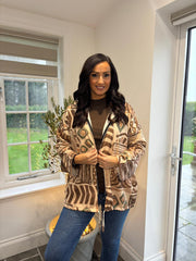 Camel Patterned Hooded Jacket Farrah