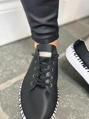 Black Pierced Slip On Trainers