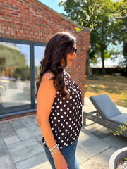 Black Polka Dot Halter Neck Top Jessie