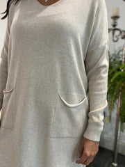 Stone Soft Knit Pocket Jumper Dress Fern