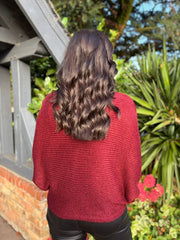 Wine Knitted Wrap Jumper Nell
