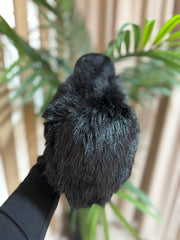 Black Fluffy Mule Slippers