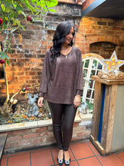 Chocolate Shimmer Brooch Top Peggy