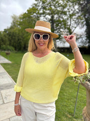 Lemon Ruffle Sleeve Knit Alexis