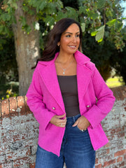 Lipstick Boucle Buttoned Coat Isla