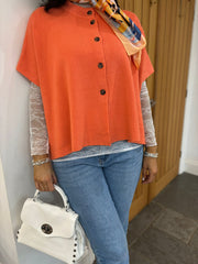Orange Button Front Knit Zelda