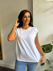 White Star Embellished Top Esther