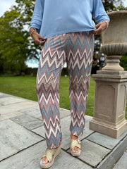 Stone Zig Zag Wide Leg Trousers