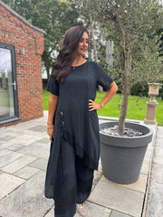 Black Crochet Tie Top Thelma