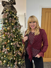 Wine Lace Tie Front Shrug Rachel