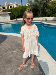 White Tassel Trim Dress Lily