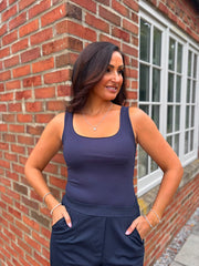 Navy Smooth Double Layered Vest Saylor
