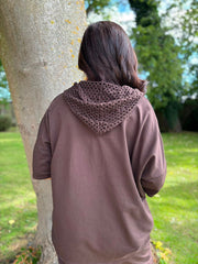 Chocolate Crochet Hooded Top Clarice