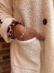 Winter White Boucle Stripe Detail Coat Mia