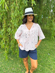 Rose Paisley Bubble Cotton Top Quinley